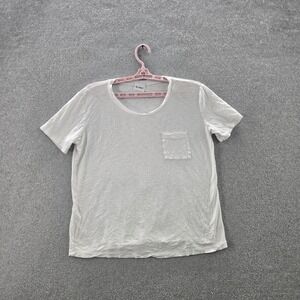 James Perse Women Shirt 2 White Pocket Crew Neck Pullover